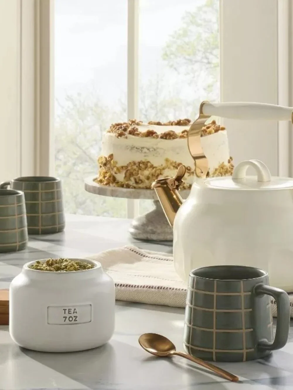 2qt Stainless Steel Arch Cutout Teapot Cream - Hearth & Hand Magnolia, Target